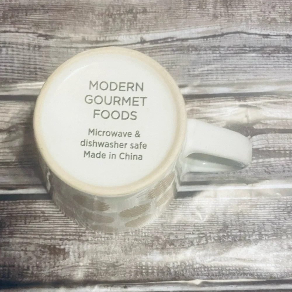 Gold Pinecones  Mug Teacup White, Ceramic 8 oz MODERN GOURMET FOODS